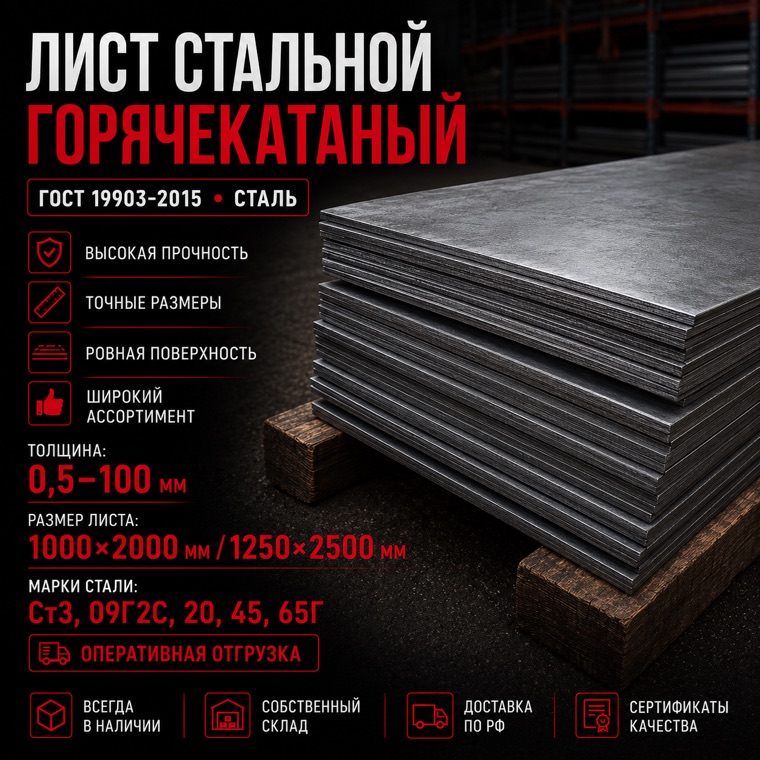 Лист стальной г/к 4 мм 1500×6000