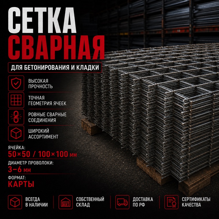 Сетка кладочная 100×100×4 мм
